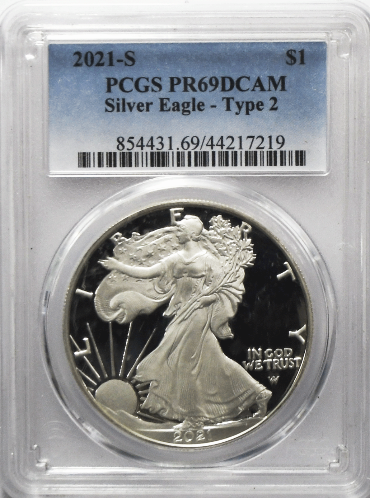 2021 S $1 American Proof Silver Eagle 1oz Fine Coin NGC PF69 Ultra Cameo Type 2