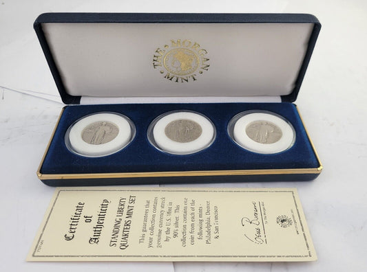 1930, 1928 D, 1929 S Standing Liberty Quarters 3 Coin Set From The Morgan Mint