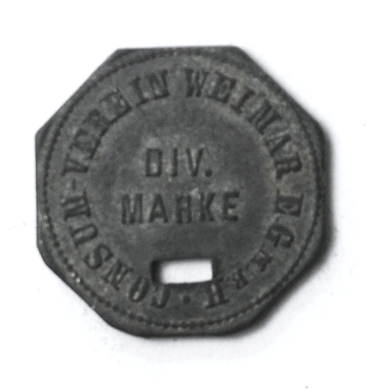 20 Div Marke Verein Weimar Consum German Octagon Trade Token 20mm
