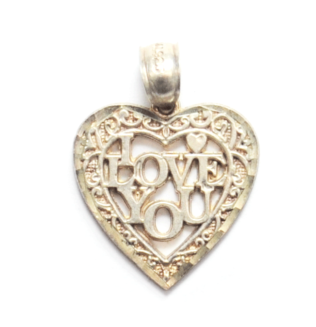 Sterling  I Love You Cut Out Small Heart Pendant 22mm x 18mm CAL