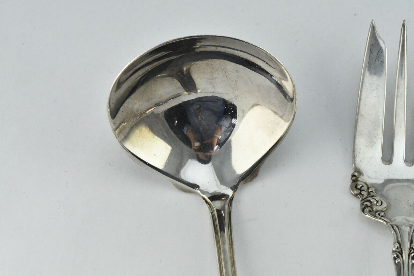 American Silver Co. Sterling 3pc. Serving Tomato Server, Ladle, Serving Fork Set