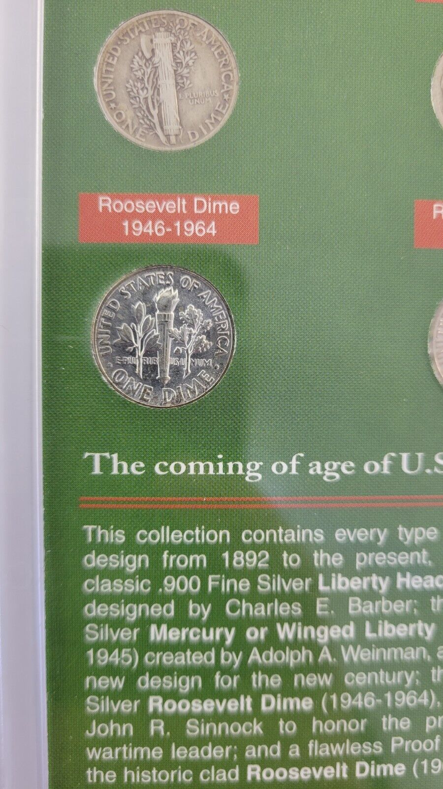 American Dimes of the 20th Century 4 Dime Set American Historic Society