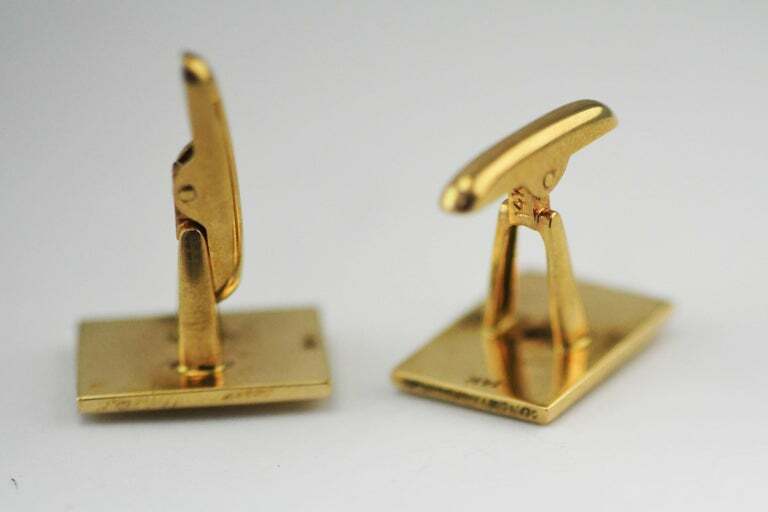 Classic Diamond Solitaire Studs 14 Karat Yellow Gold Men's Cufflinks Vintage