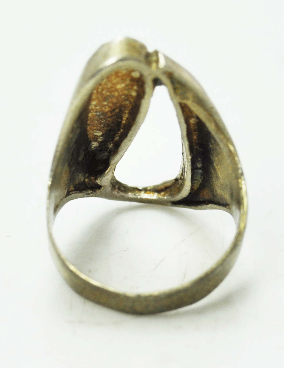 Sterling Open Center Diamond Cut U Shape Lobster Claw Ring 28mm Size 7-1/2