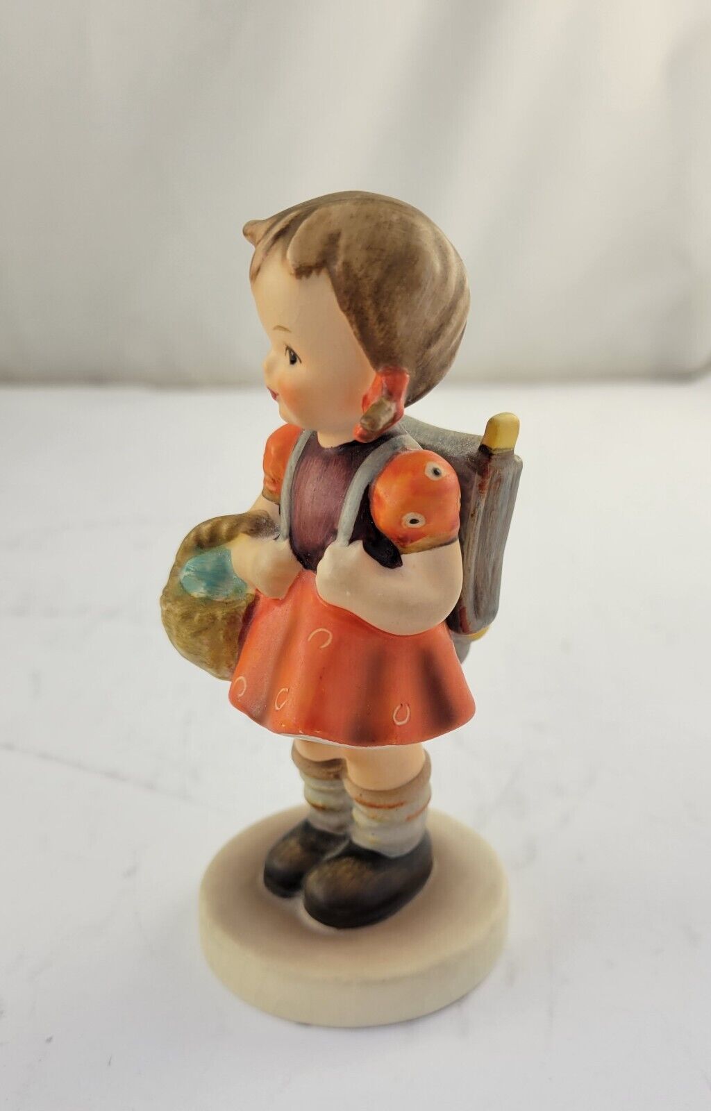 M.J.Hummel 81/2/0 School Girl 4 1/4" Tall Girl with Basket and Backpack TMK 3