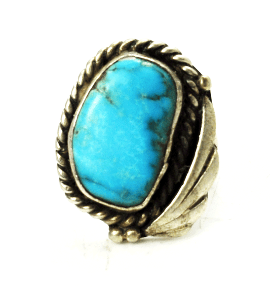 Sterling Silver Monroe Ashley Turquoise Chunk Fan Edge Ring 26mm Size 7