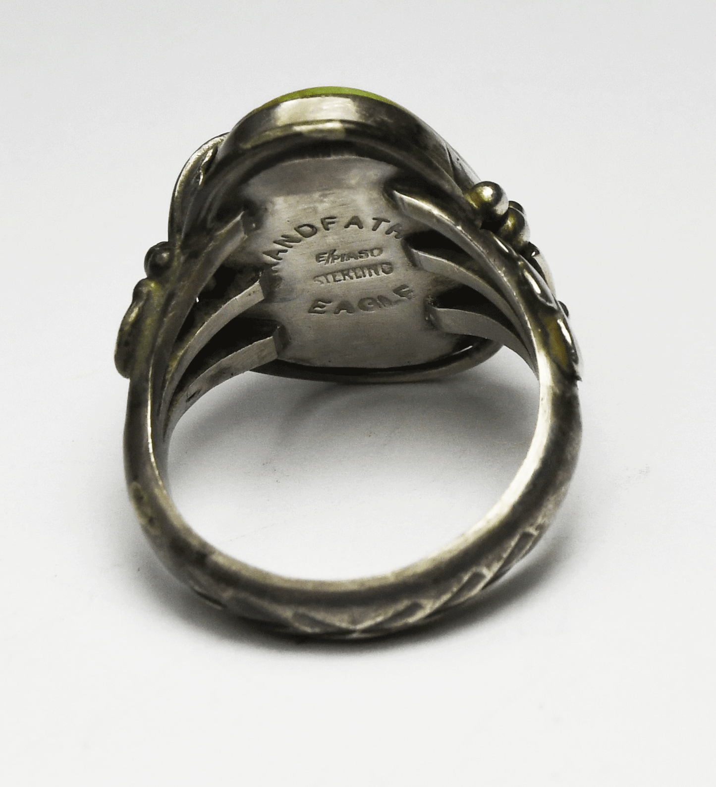 Sterling Silver E Piaso Green Turquoise Ring 24mm Size 8-1/2