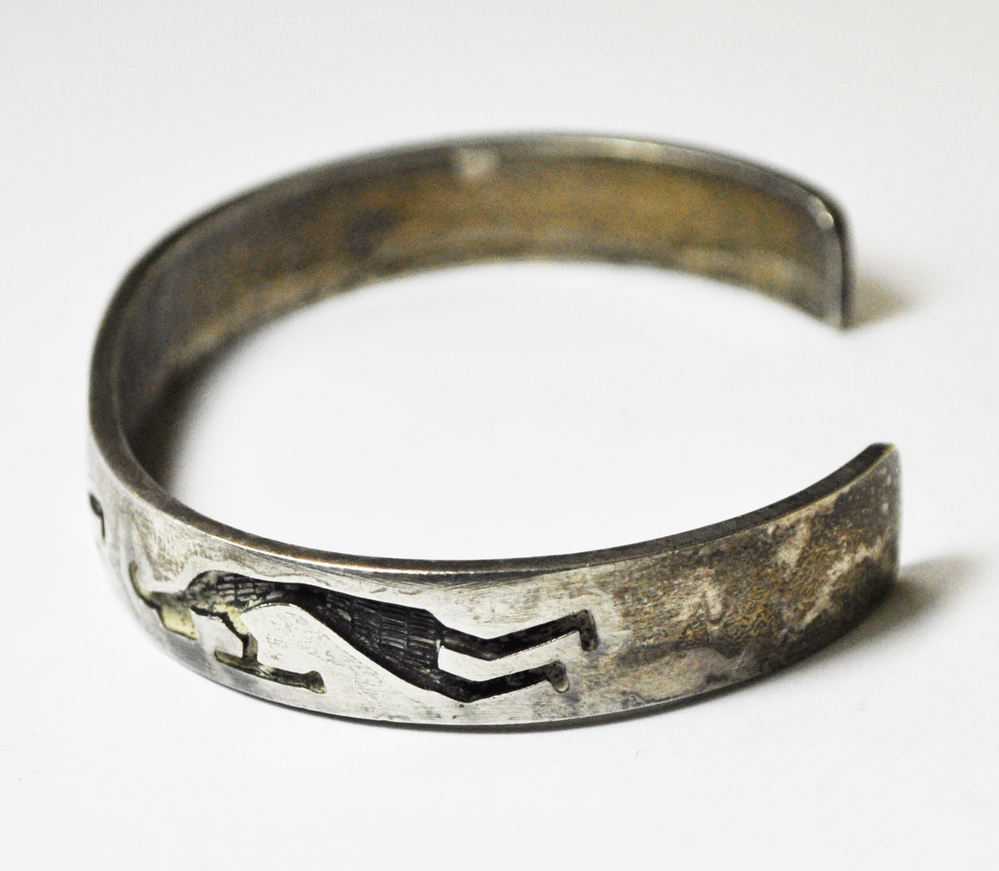 Sterling Silver Tony Kyasyousie Cuff Bar Bracelet Etched Tribal 10mm Kokopelli