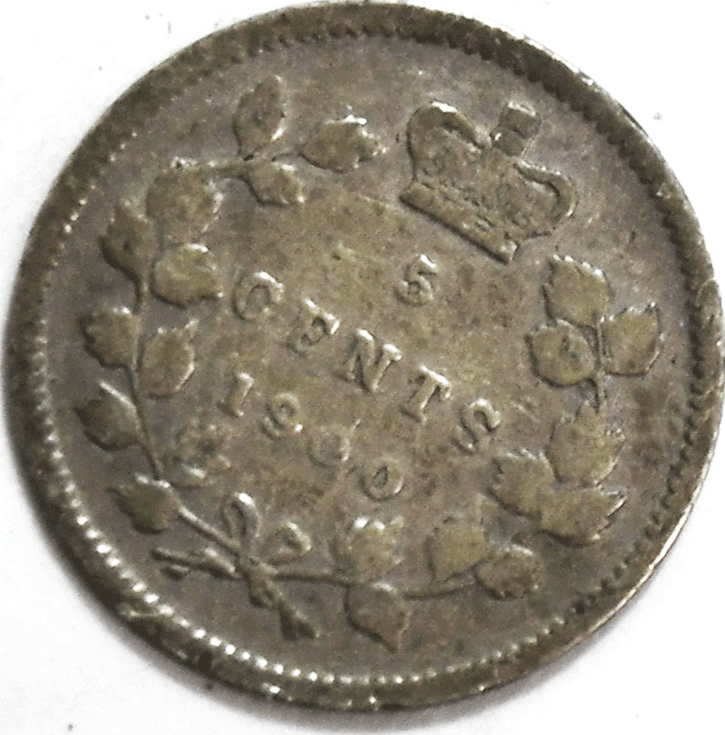 1900 Canada 5c Silver Five Cents KM# 2 Round 0's