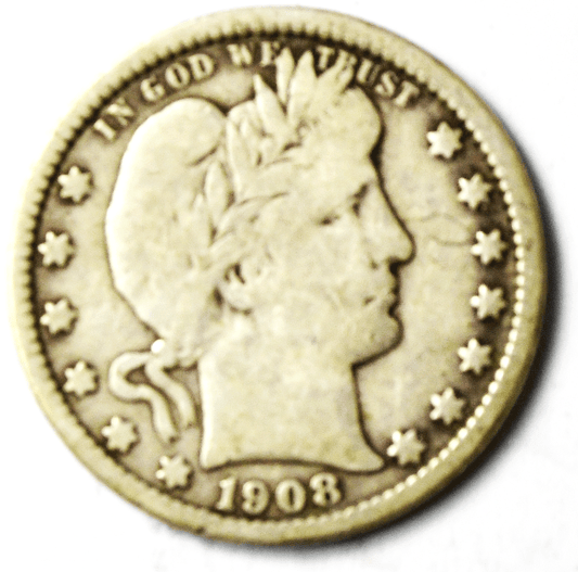 1908 O 25c Barber Silver Quarter Dollar Twenty Five Cents New Orleans
