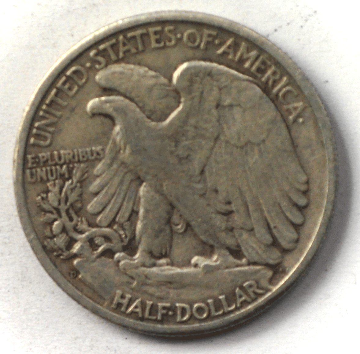 1944 D 50c Walking Liberty Silver Half Dollar Hand Cut AW