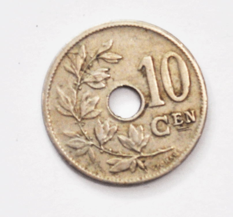 1904 Belgium 10 Ten Centimes Copper Nickel Coin KM# 53