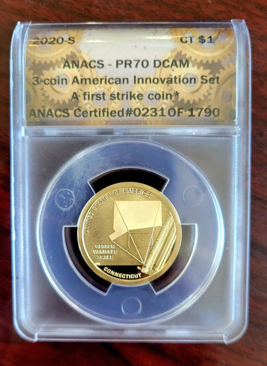 2020 S American Innovation Gerber Scale Connecticut PR70 DCAM ANACS First Strike