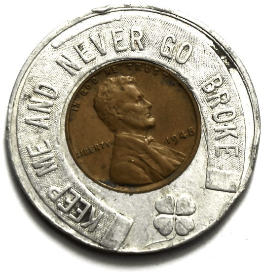 Encased Penny 1c 1948 Wheat Penny Bell Chevrolet Sedan Kansas