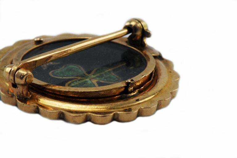 14kt Gold Douglas Hyde Ireland Campaign Pin Picture Pearls 1st Irish President