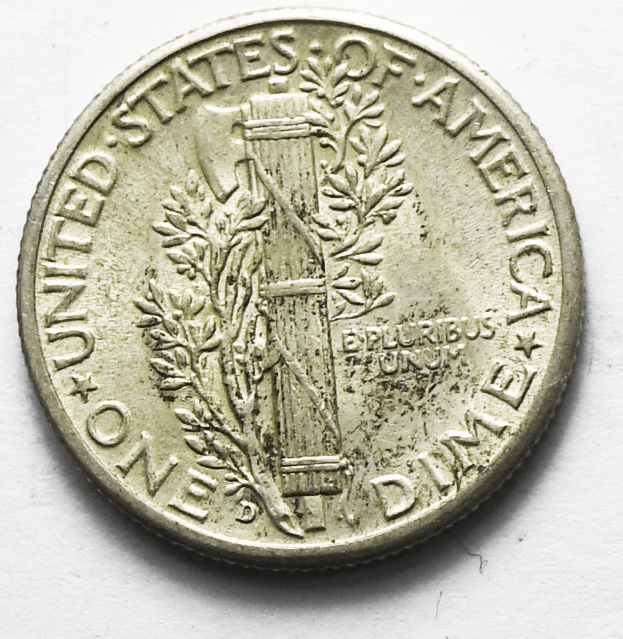1945 D 10c Mercury Silver Dime Rare Ten Cents Denver AU