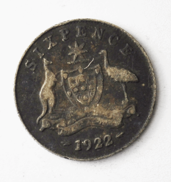 1922 sy Australia Sixpence 6 Pence Silver Coin KM# 25