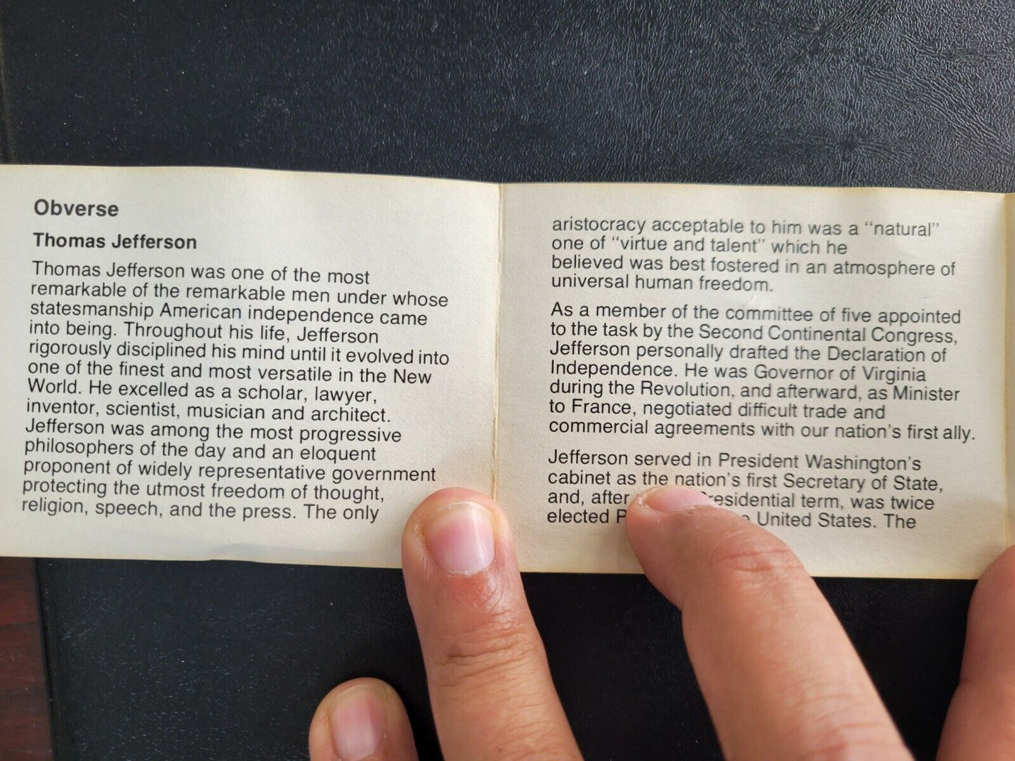 1976 Thomas Jefferson American Revolution Bicentennial  Medallion Coin Encased