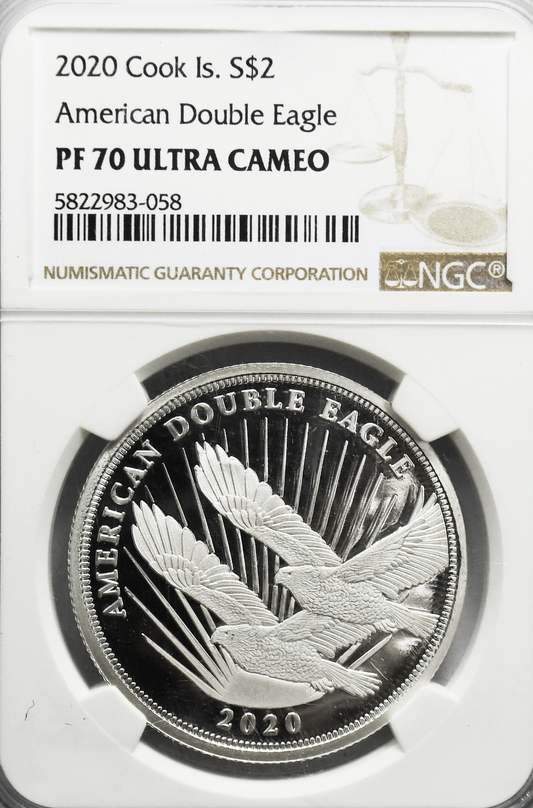 2020 Cook Islands Silver $2 American Double Eagle 1/2 Oz. Silver NGC PF70 .999