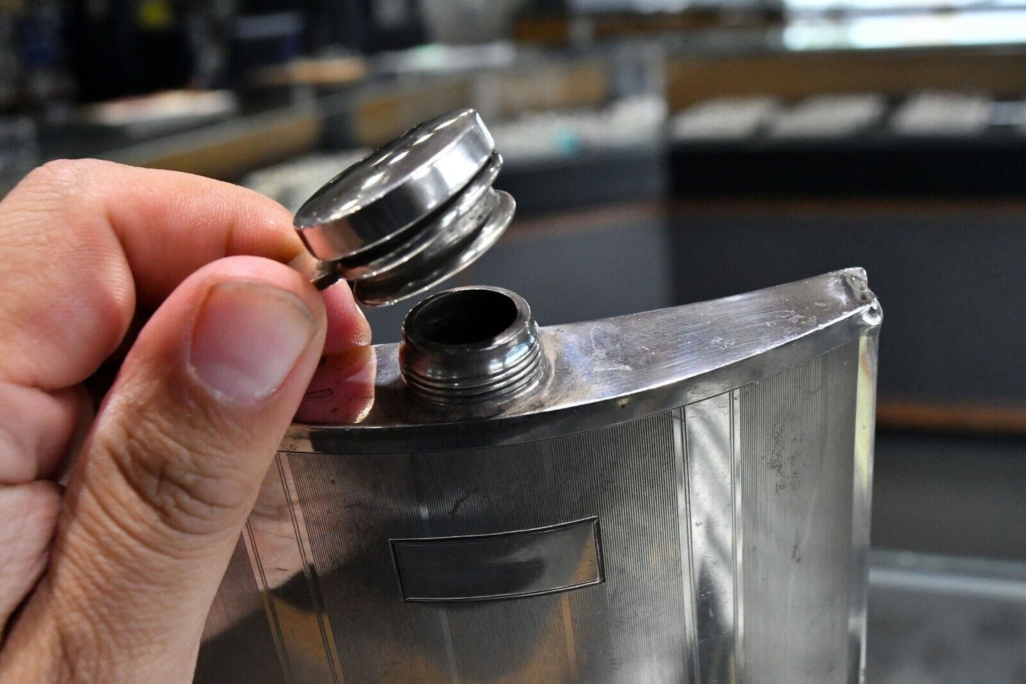 Solid Sterling by International Pint Gentleman's Flask 10.5 oz. Art Deco 8 7/8"