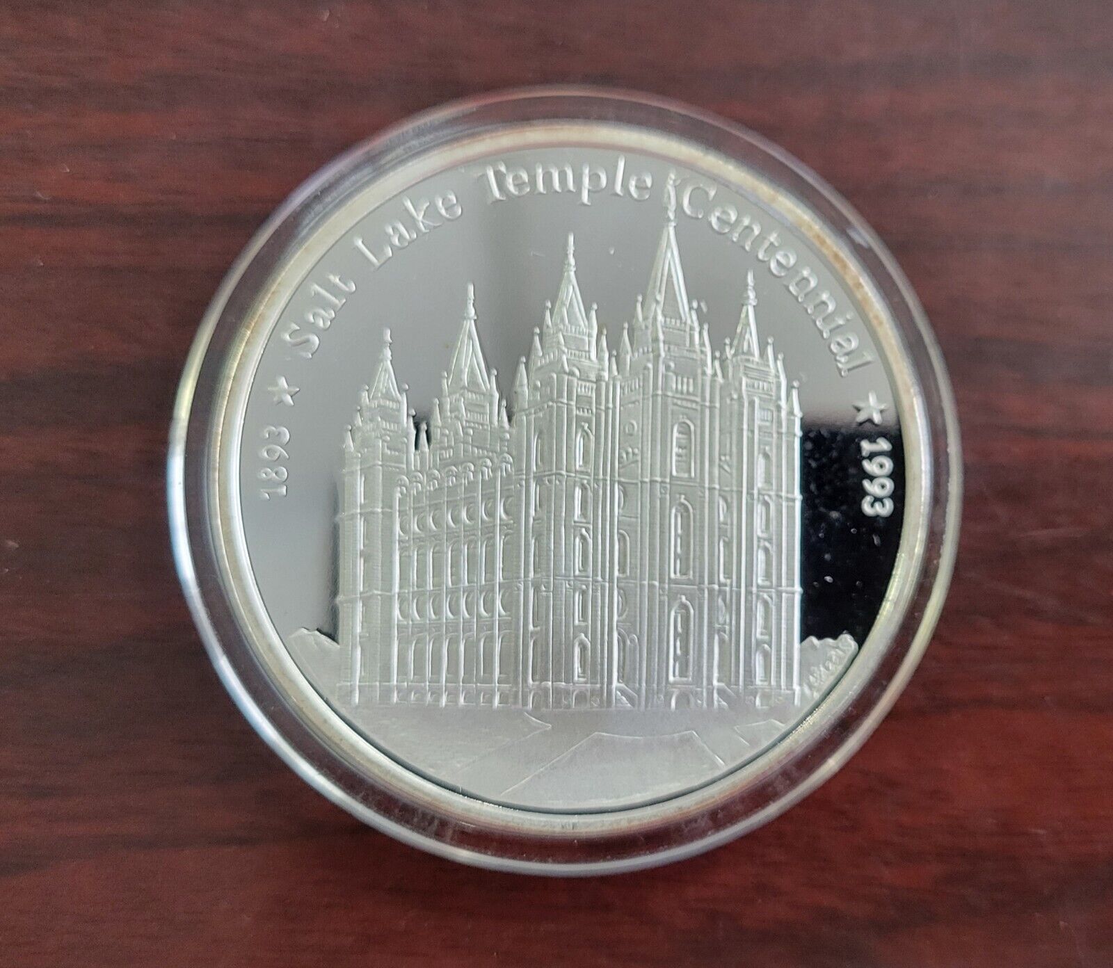 Utah LDS Salt Lake City Temple 1893-1993 Fine Silver Coin