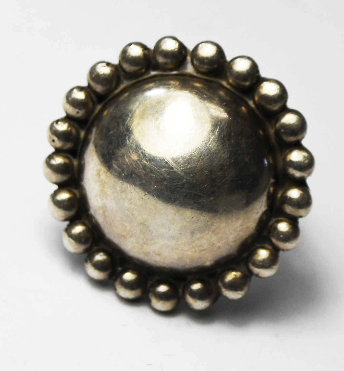 Sterling Silver CFJ Round Dot Halo Domed Flower Ring 26mm Size 7