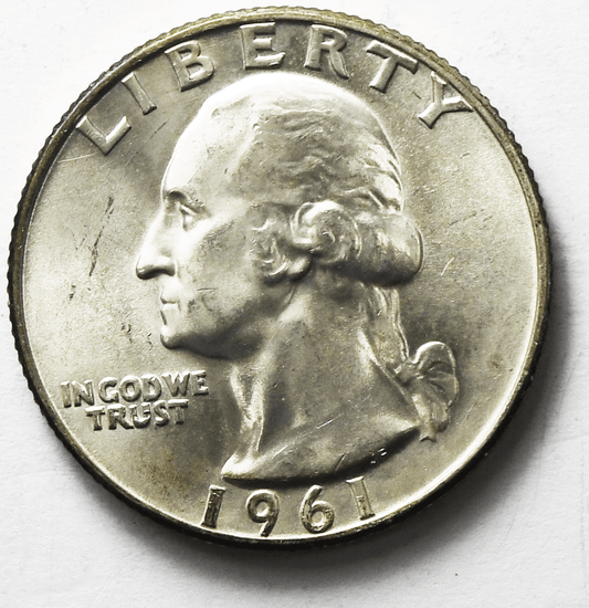 1961 D 25c Washington Silver Quarter Dollar Denver Uncirculated