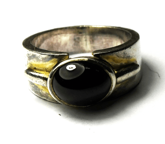 Sterling Silver Mia T Oval Black Onyx Ring 19mm Size 7