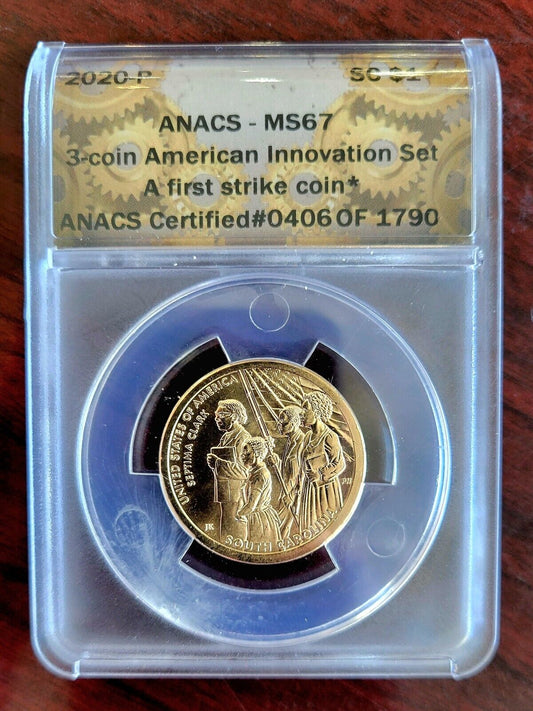2020 P American Innovation Dollar South Carolina MS67 ANACS First Strike