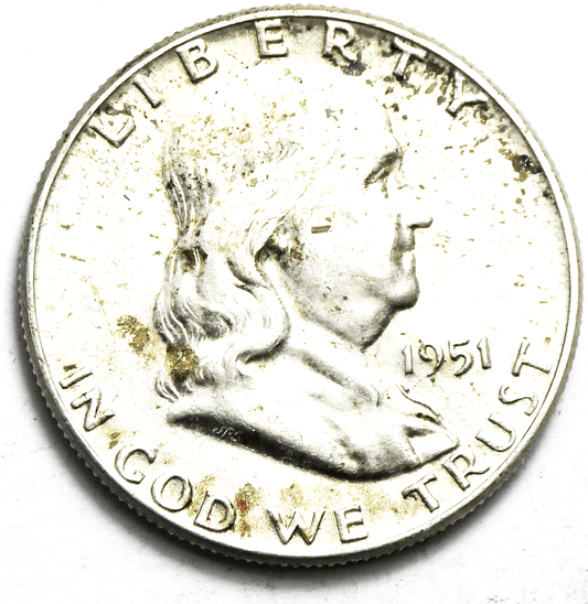 1951 50c Franklin Silver Half Dollar Fifty Cents Philadelphia AU