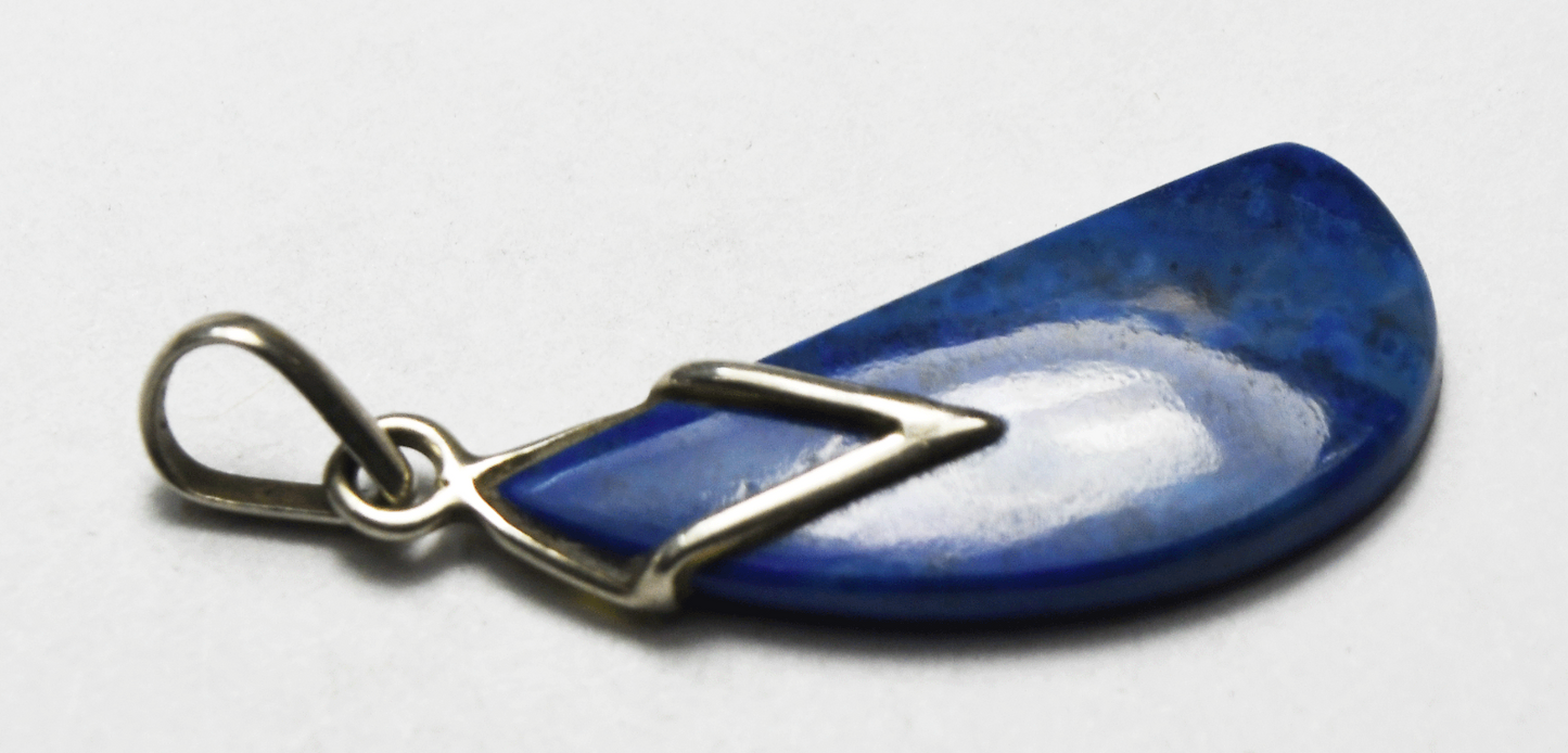 Sterling Silver Blue Sodalite Slice Pendant 40mm x 14mm