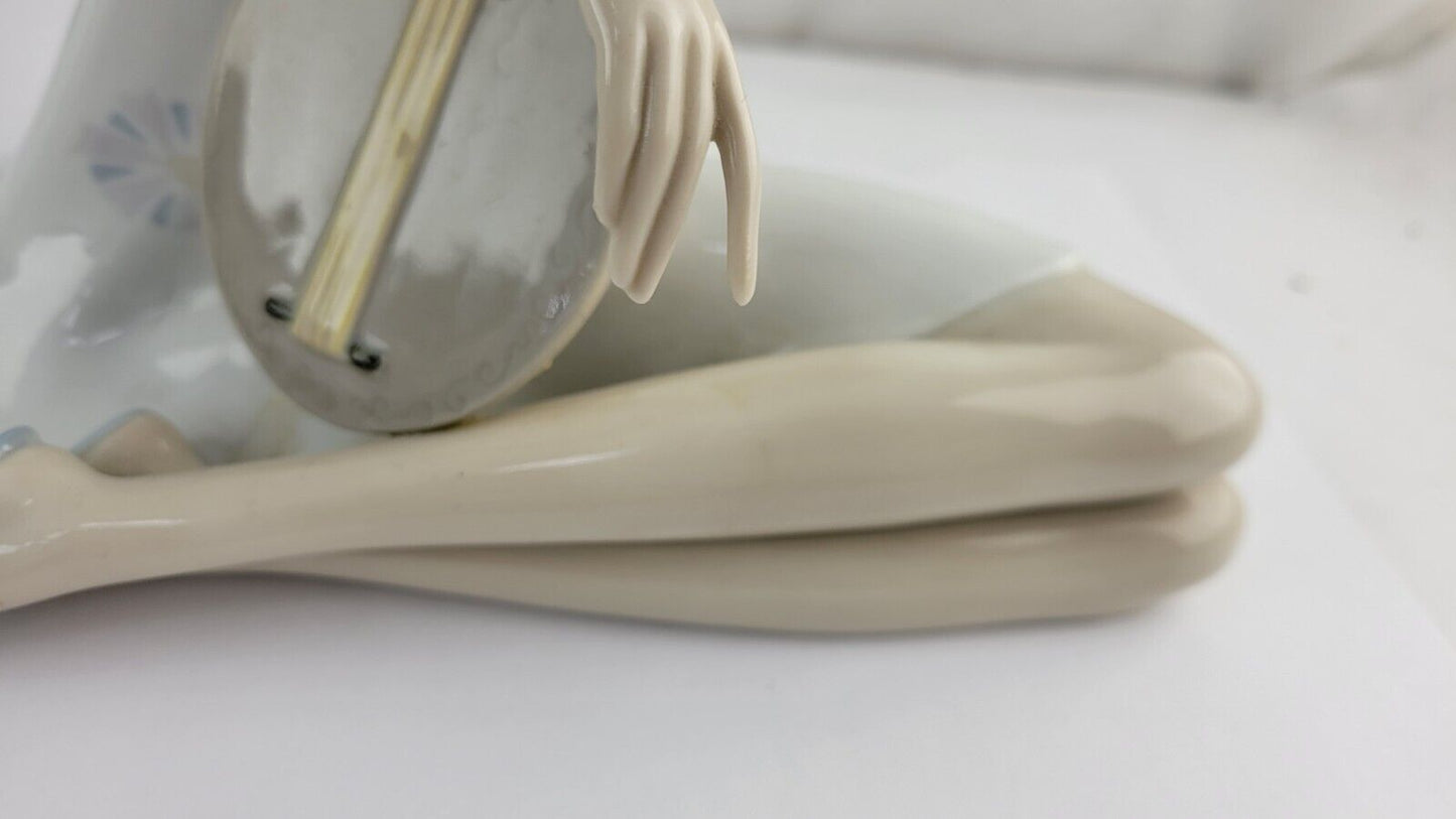 Lladro Sitting Girl With Guitar Mandolin Figurine Porcelain Spain Matte 10" Tall