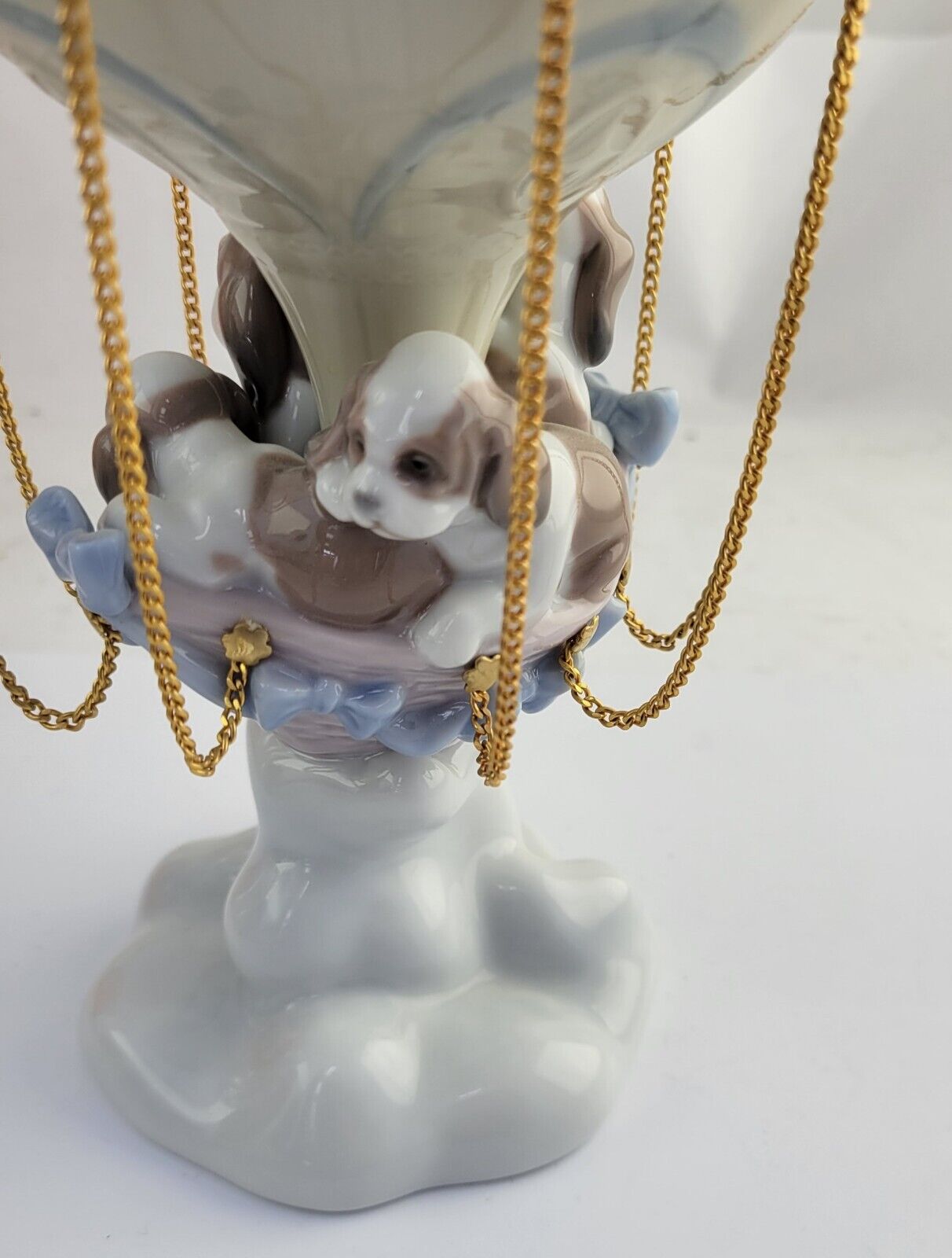 1997 Lladro #6524 “Up And Away” With Puppies Figurine Spain Hot Air Balloon