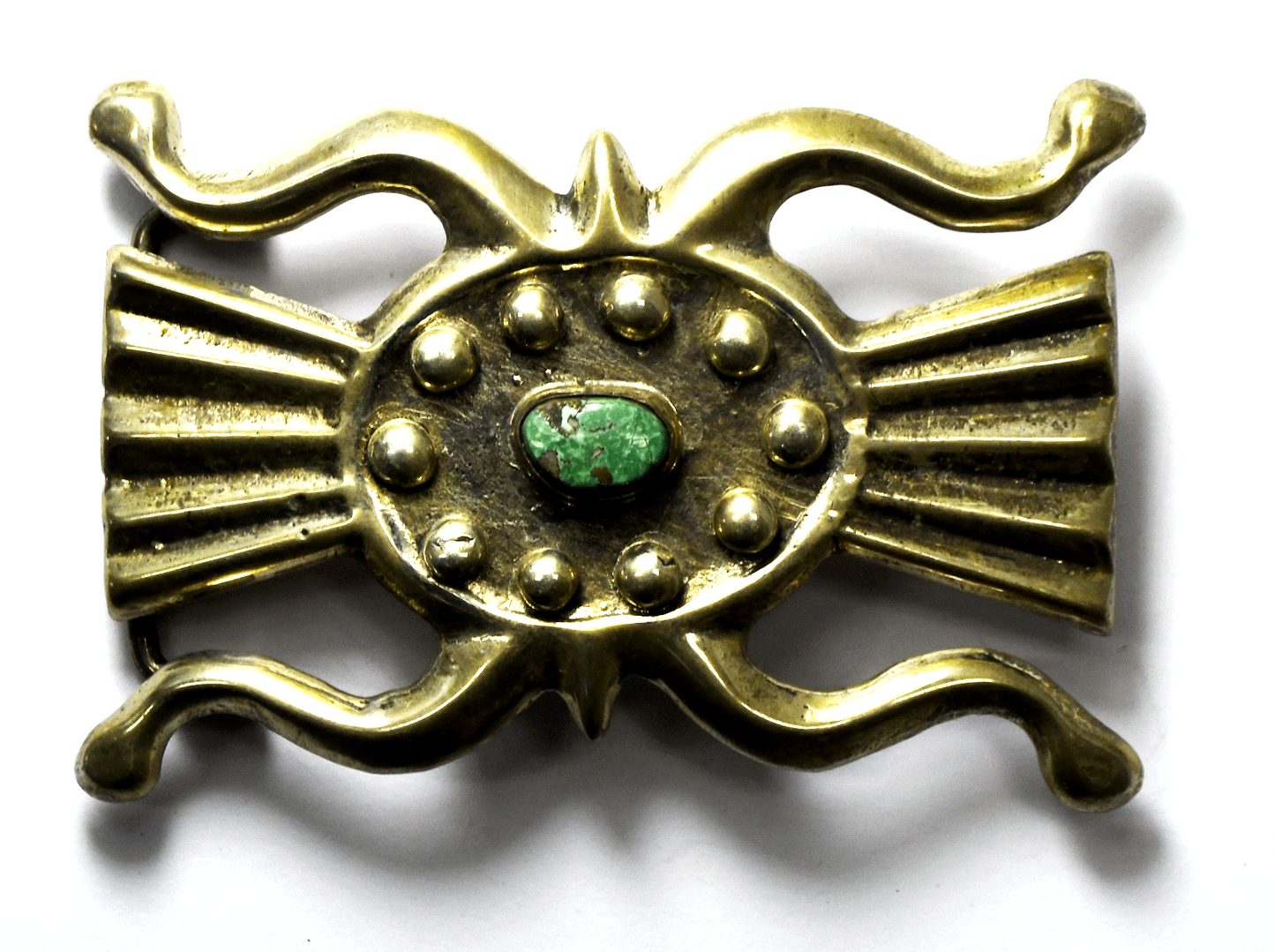 Sterling Turquoise Sand Cast Heavy Belt Buckle 2.5" x 3-3/8" 36mm Belt