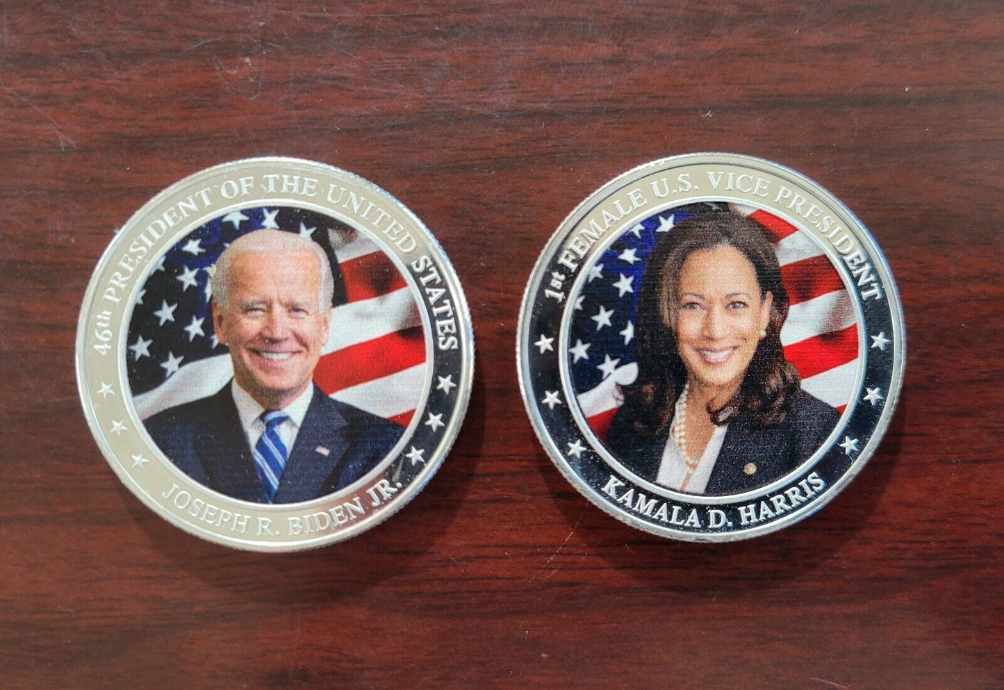 (2) .999 Fine Silver Joe Biden  & Kamala Harris 2021 Round Danbury Mint 1oz Each