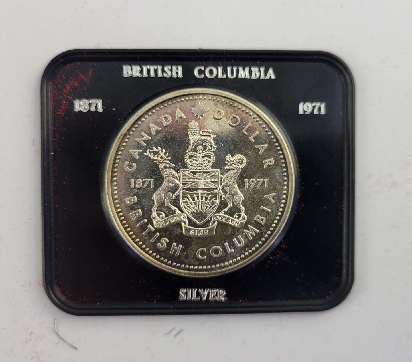 1971 Canada Specimen Silver Dollar British Columbia Commemorative w/Box