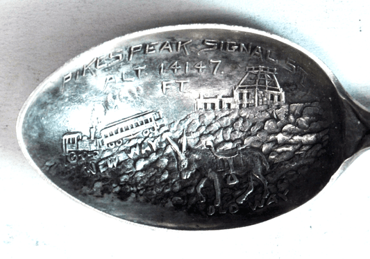 Sterling Pikes Peak Signal Station Souvenir Spoon Demitasse 3-1/2" 14,147ft