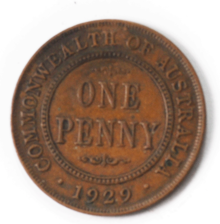 1929 Australia Penny KM# 23 Bronze Coin