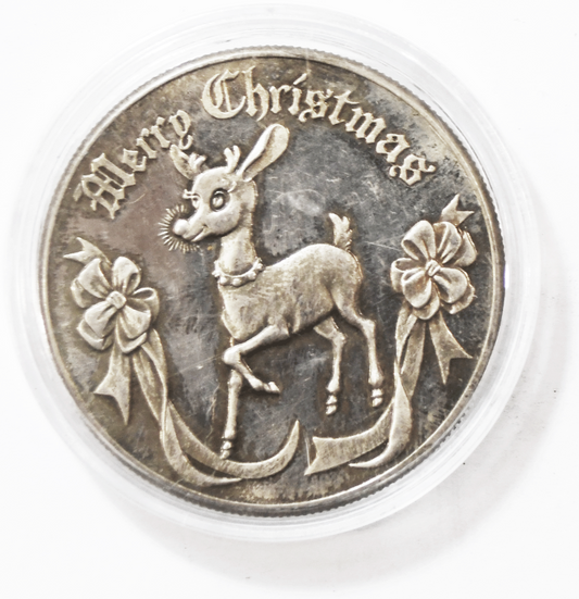 2000 Peace Earth Snowflake Reindeer Silver 1ozt .999 Fine Merry Christmas X-mas