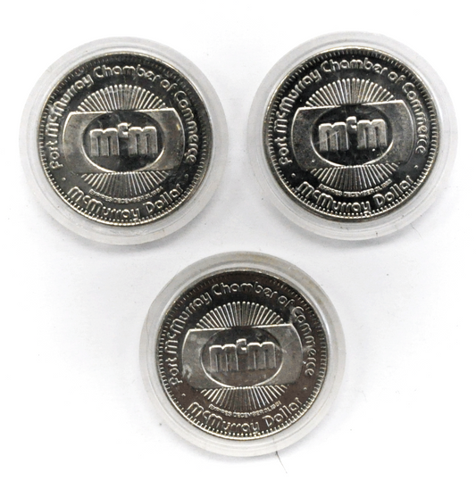 1981 83 84 Canada $1 Trade 3 Tokens 34mm Port McMurray Bird Hill Moore