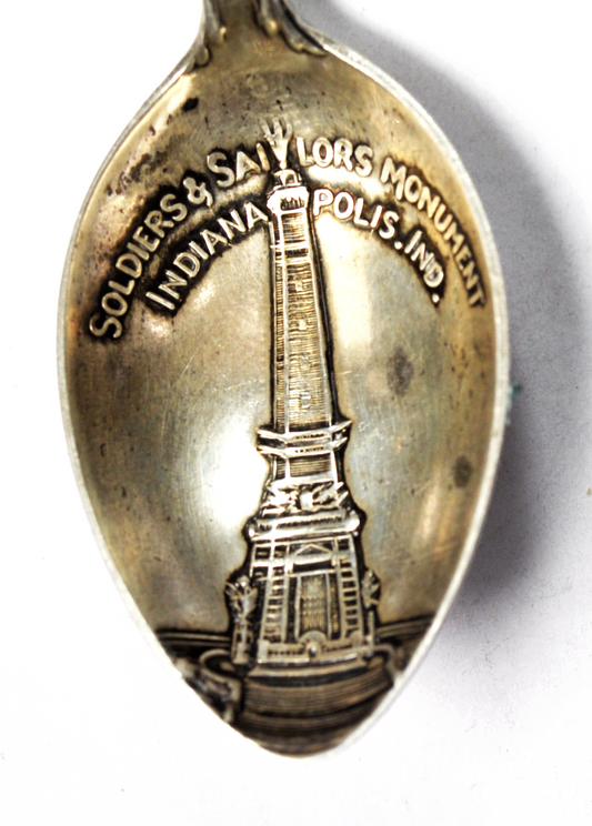 Sterling Silver Mechanics Soldiers  & Sailors Monument Souvenir Spoon 4-1/4" IN