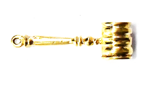 14k Solid Yellow Gold Gavel Charm 33mm x 10mm   3.9g