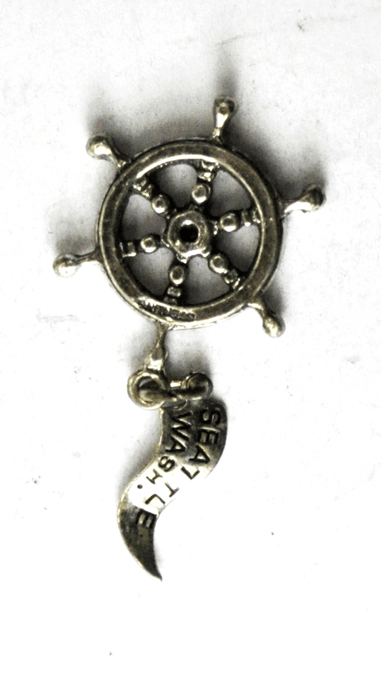 Sterling Silver Seattle Washington Ship's Wheel Charm 26mm JP