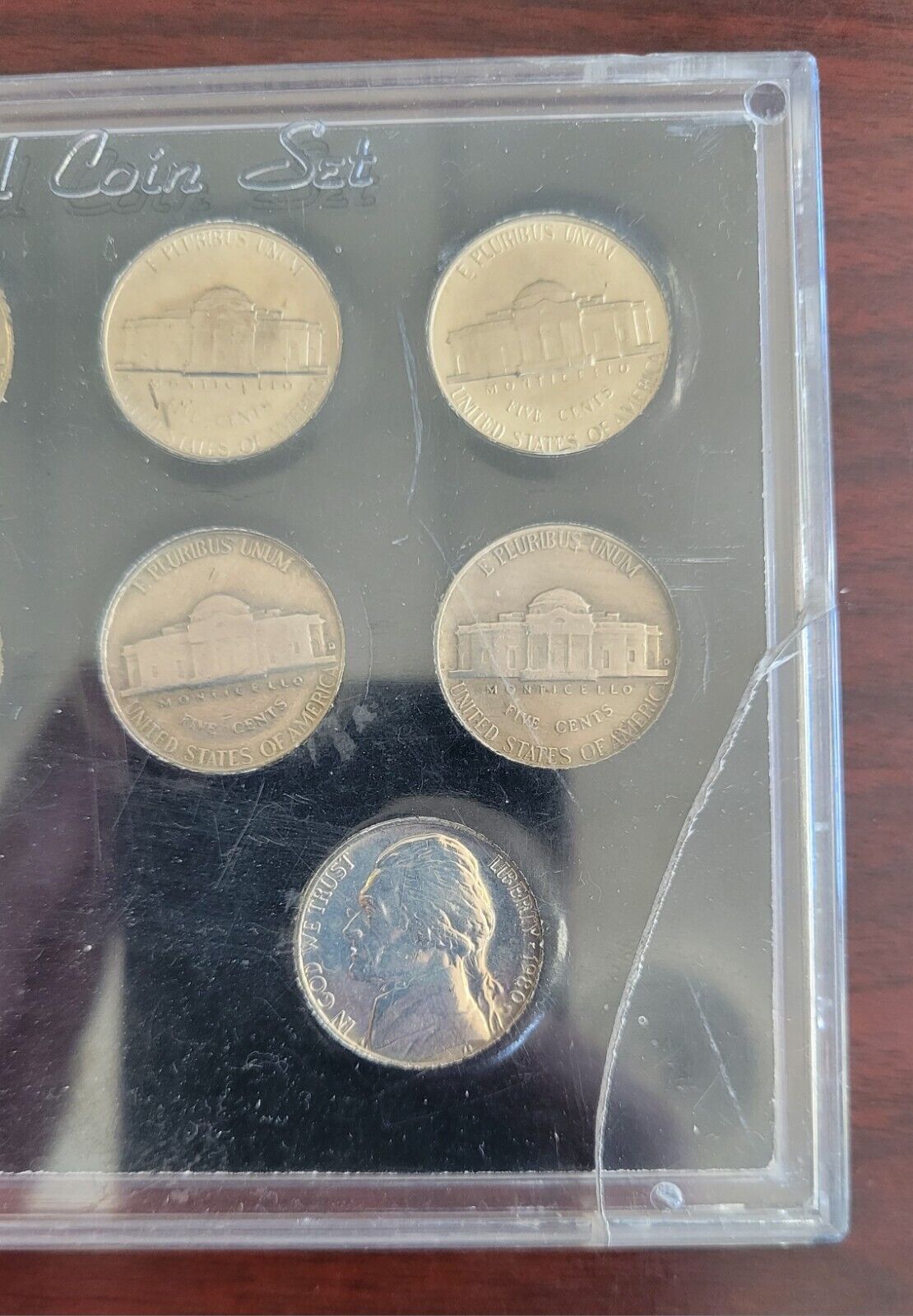 1996 Oval Office Collection 8 PC Jefferson Nickel Coin Set w Display Case SSCA