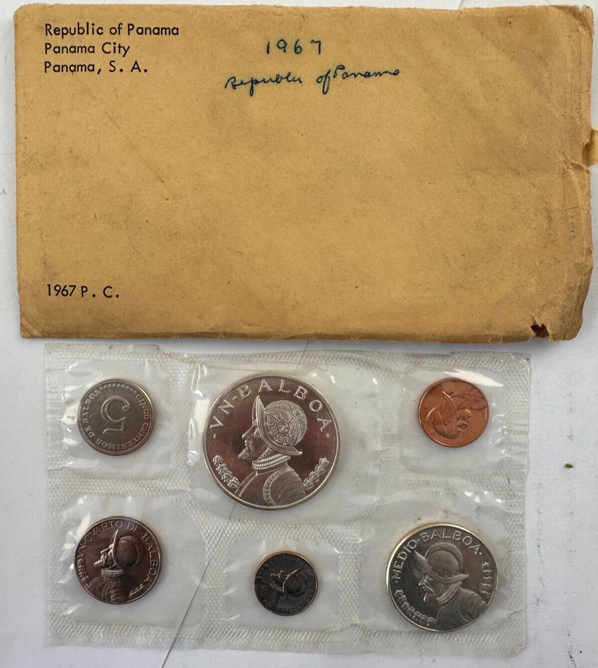 1967 Republic Of Panama Proof Set With 2 Silver Coins