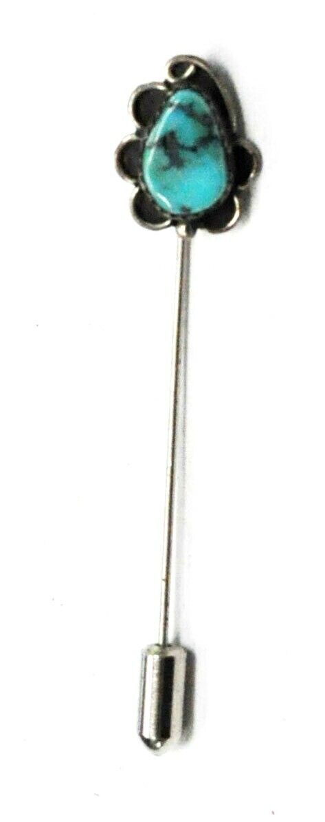 Antique Sterling Silver GAH Turquoise Stick Pin 2-3/4"