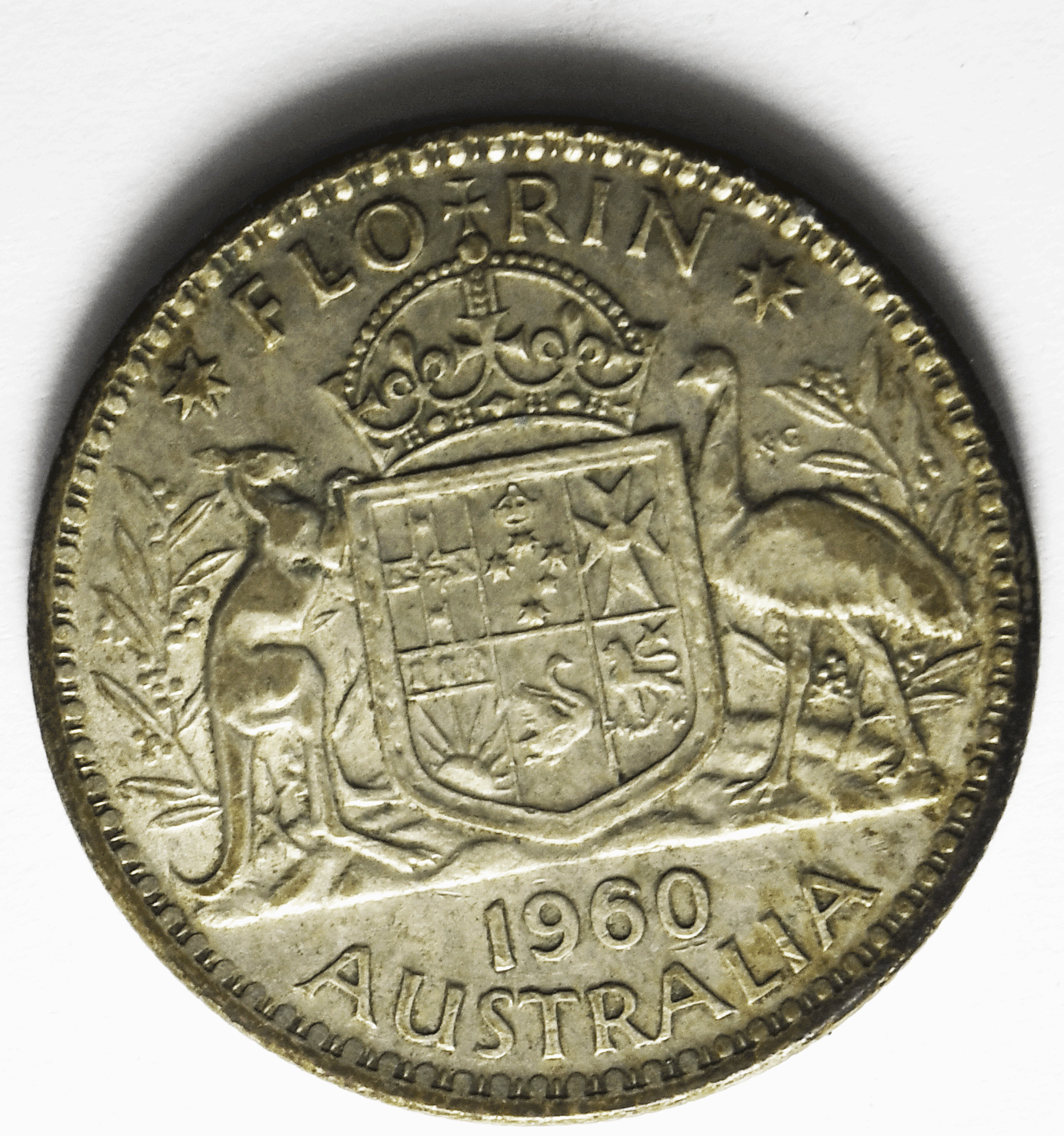 1960 Australia Florin Silver Coin KM# 60