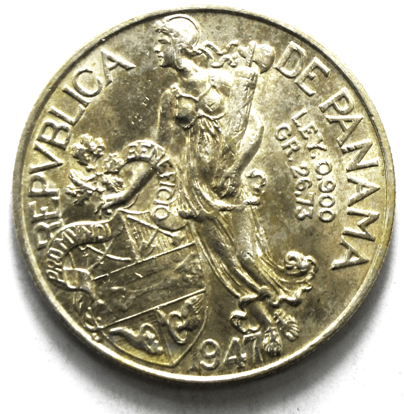 1947 Panama Balboa Silver Coin KM# 13