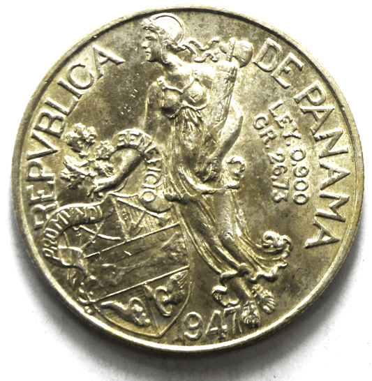 1947 Panama Balboa Silver Coin KM# 13