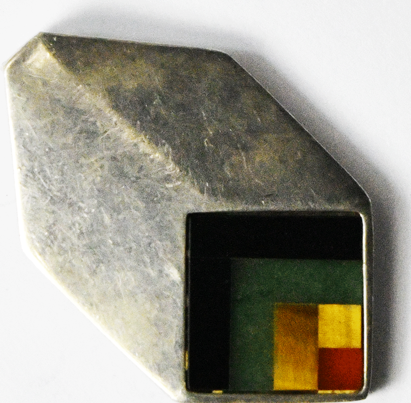 Sterling Silver Israel 4 Stripe Inlay Pendant 45mm x 26mm